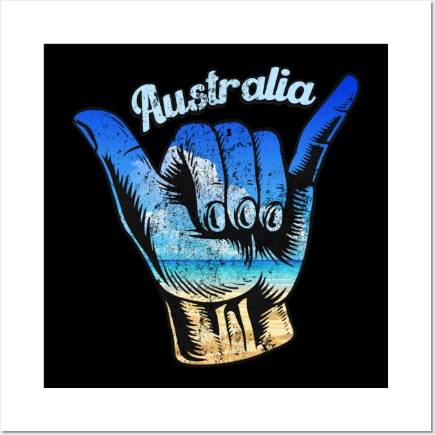 Australia shaka hand. Australia surfing . Perfect present for mother dad friend him or her Wall Art by SerenityByAlex